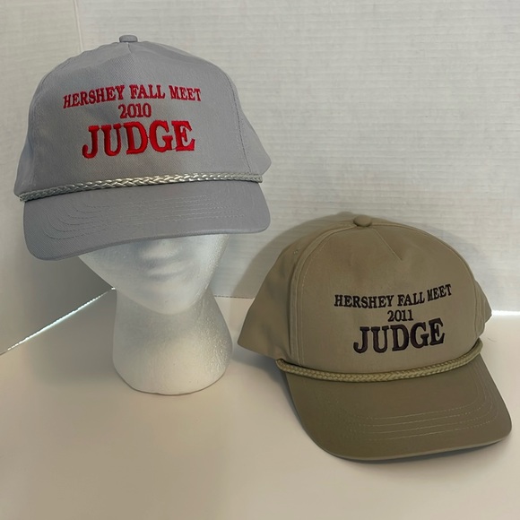 2 Hershey fall meet Judge rope baseball hat cap SnapBack tan 2011 gray 2010 - Picture 1 of 9